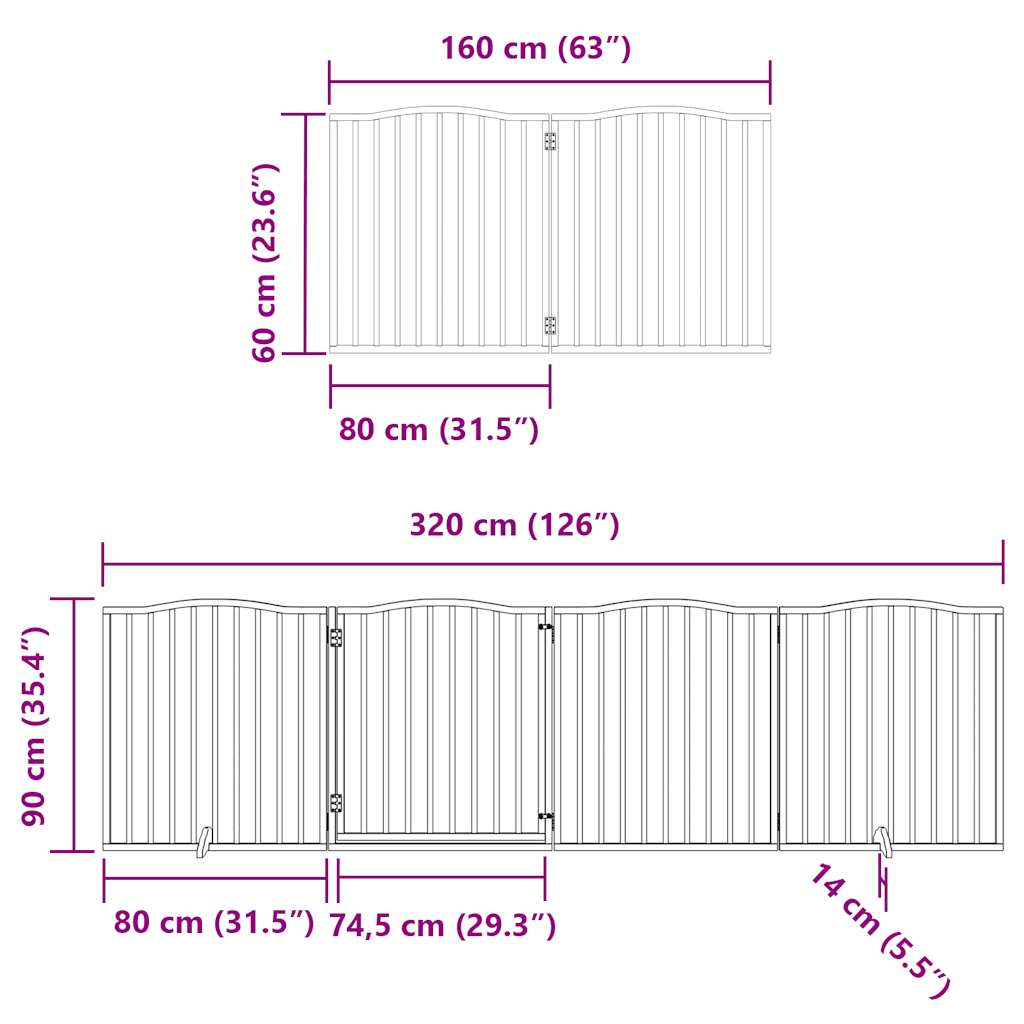 vidaXL Puerta de perros plegable 6 paneles madera álamo blanca 480 cm