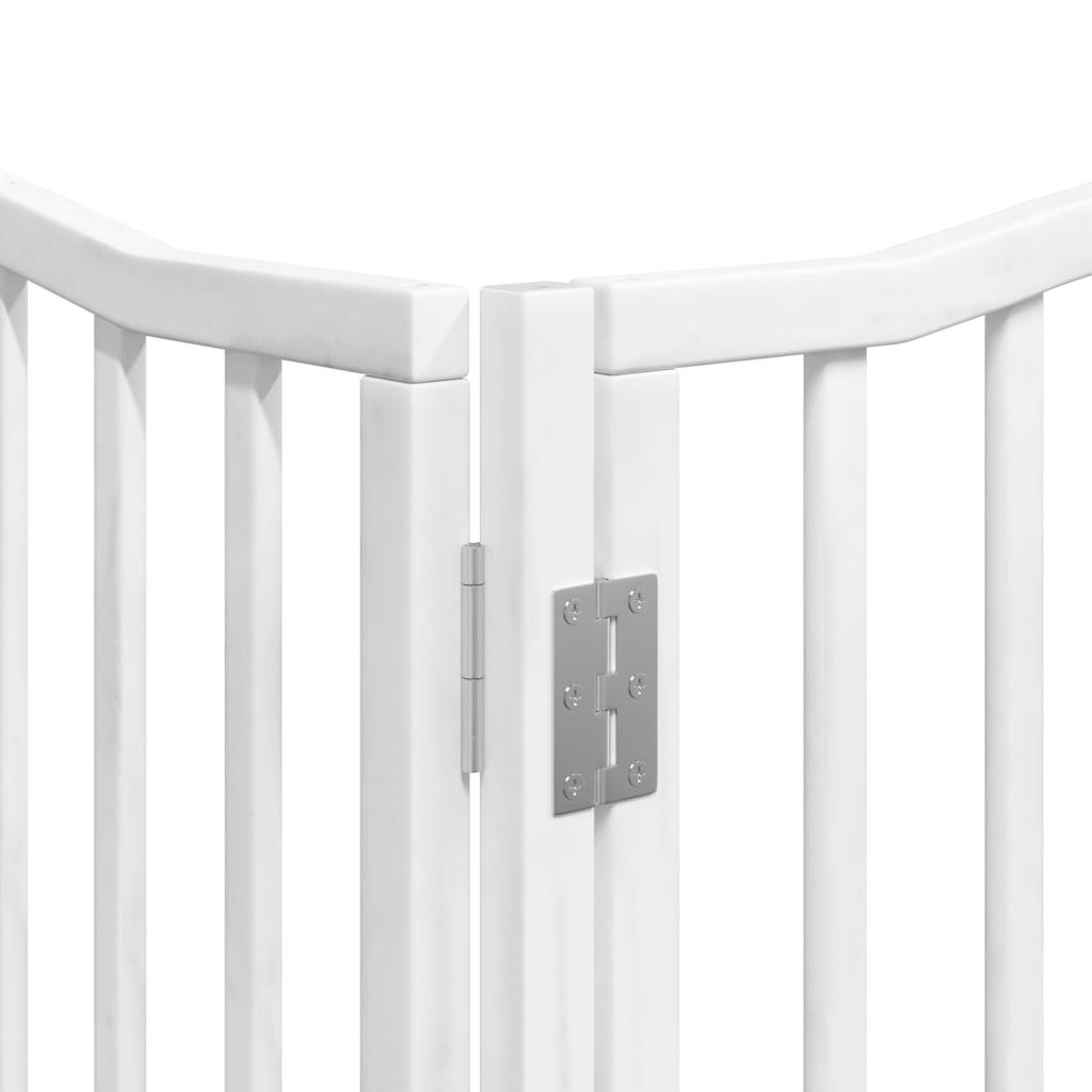 vidaXL Puerta de perros plegable 8 paneles madera álamo blanca 640 cm