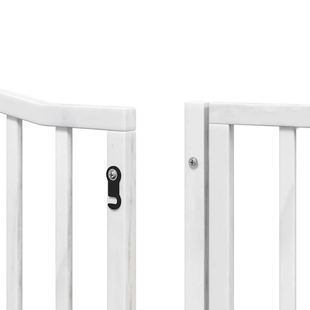 vidaXL Puerta de perros plegable 8 paneles madera álamo blanca 640 cm