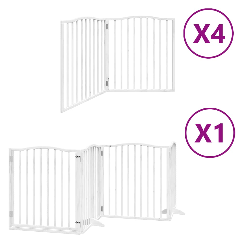 vidaXL Puerta de perros plegable 12 paneles madera álamo blanca 960 cm