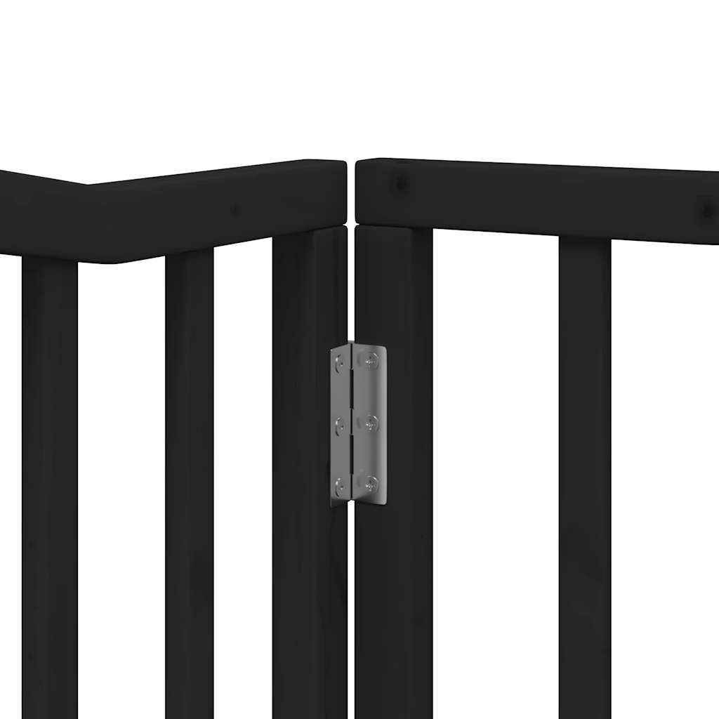 vidaXL Puerta de perros plegable 8 paneles madera álamo negra 640 cm