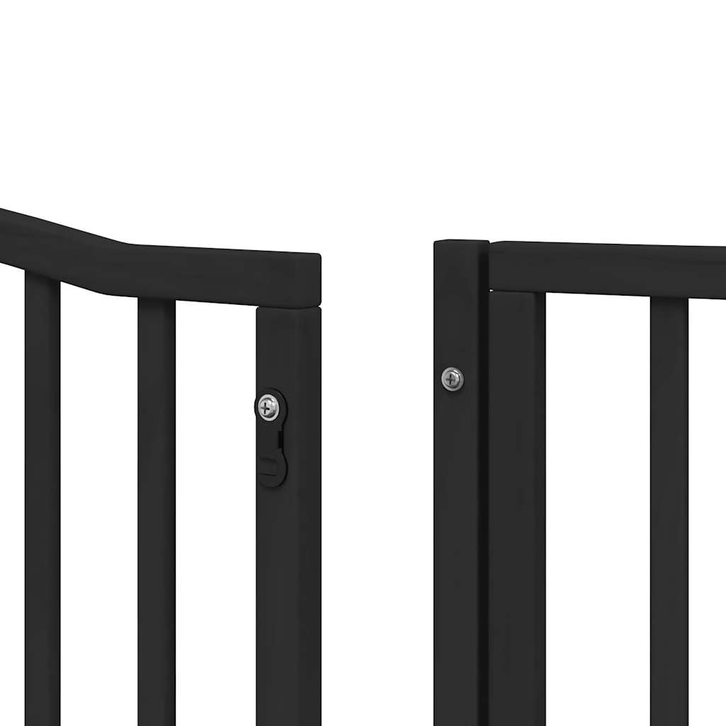 vidaXL Puerta de perros plegable 8 paneles madera álamo negra 640 cm