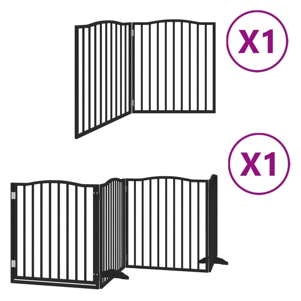 vidaXL Puerta para perros plegable 6 paneles madera álamo negra 480 cm