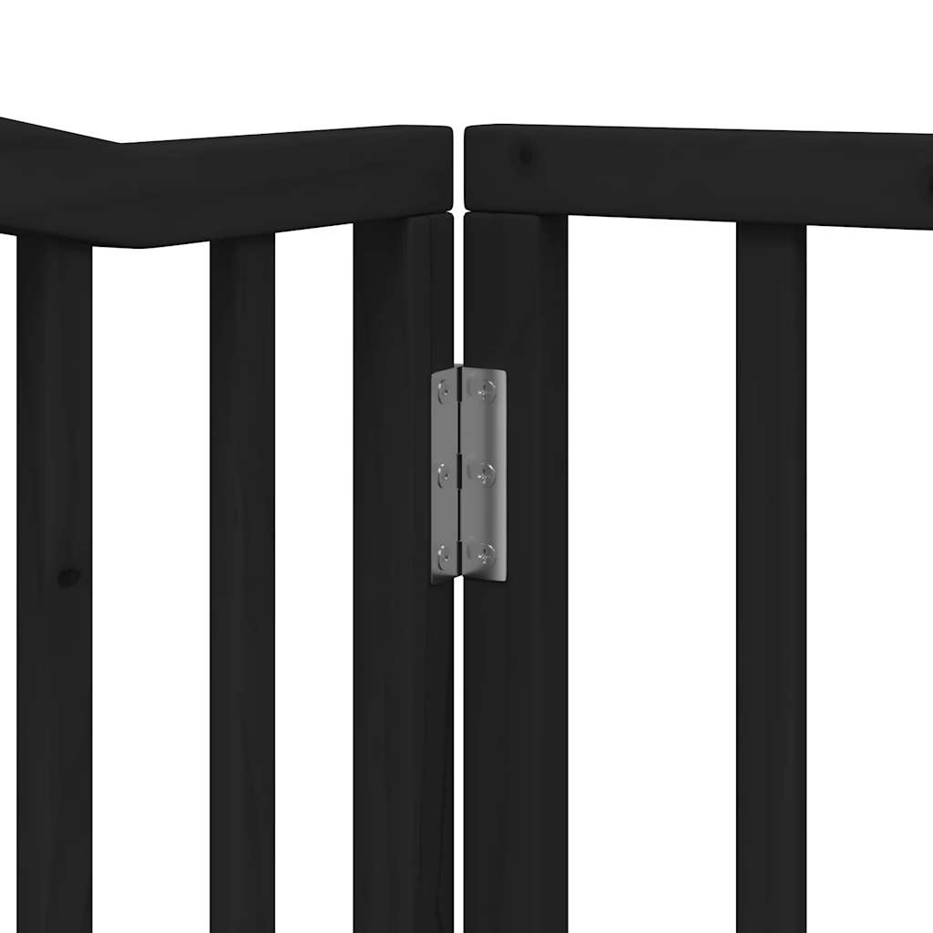 vidaXL Puerta para perros plegable 6 paneles madera álamo negra 480 cm