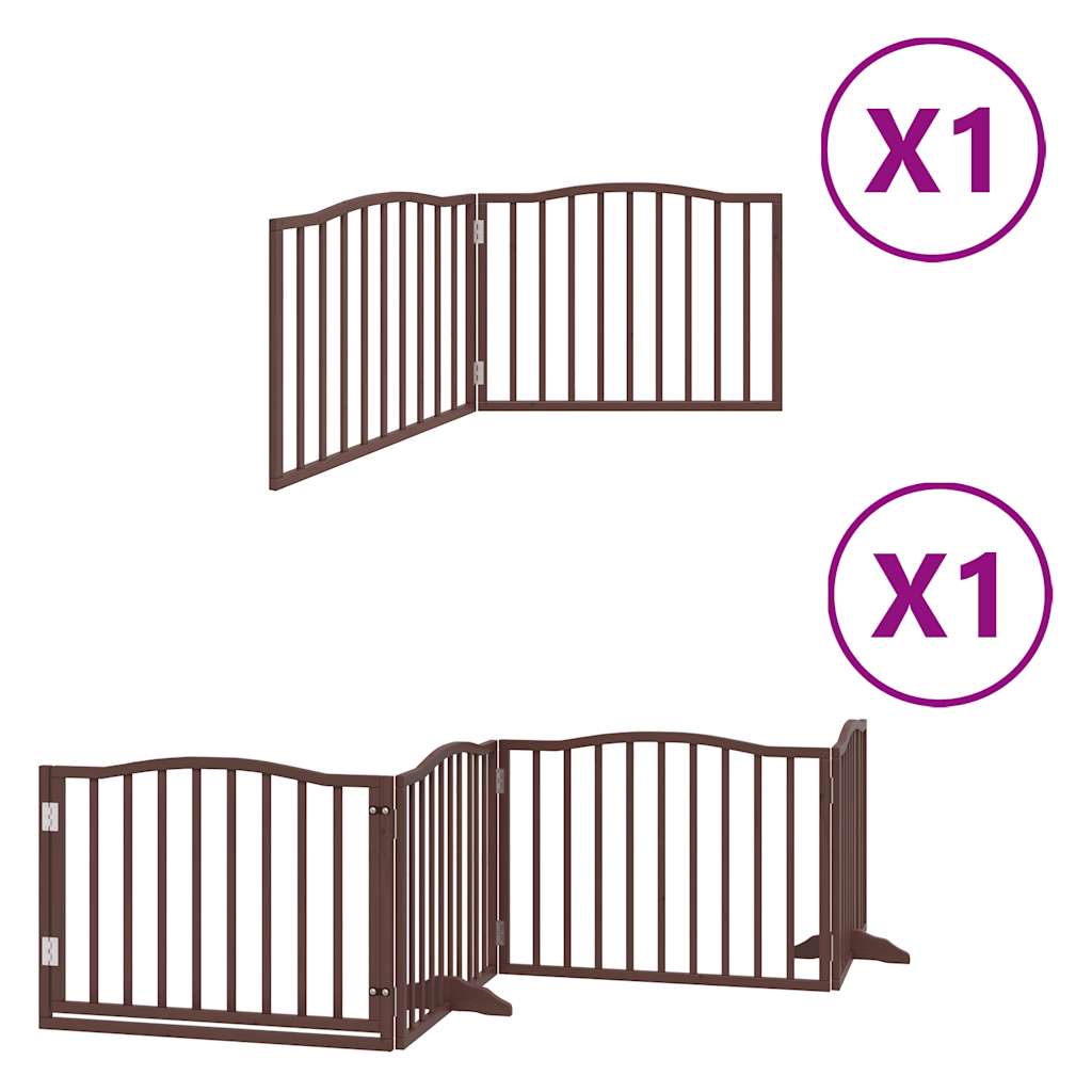 vidaXL Puerta de perros plegable 6 paneles madera álamo marrón 480 cm