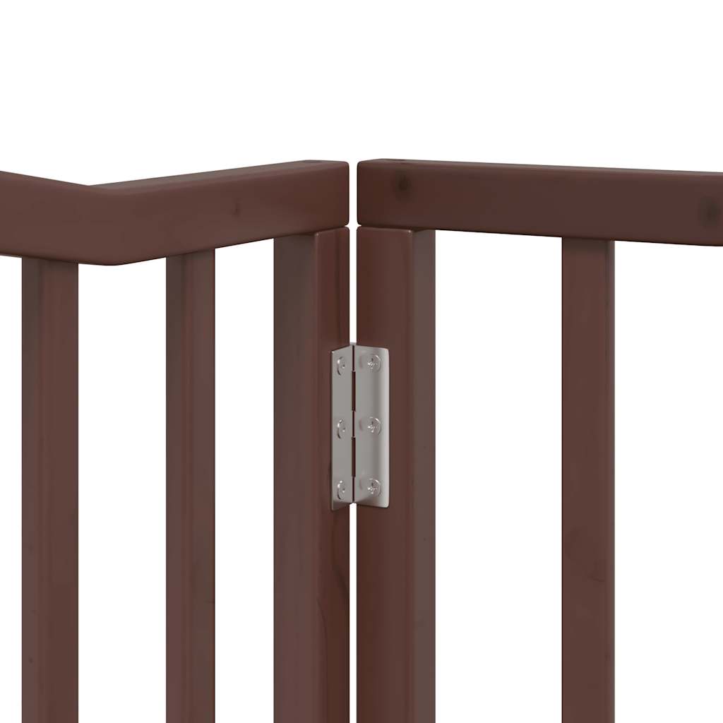 vidaXL Puerta de perros plegable 6 paneles madera álamo marrón 480 cm