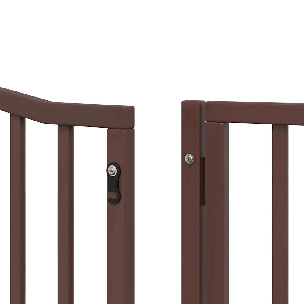 vidaXL Puerta de perros plegable 6 paneles madera álamo marrón 480 cm