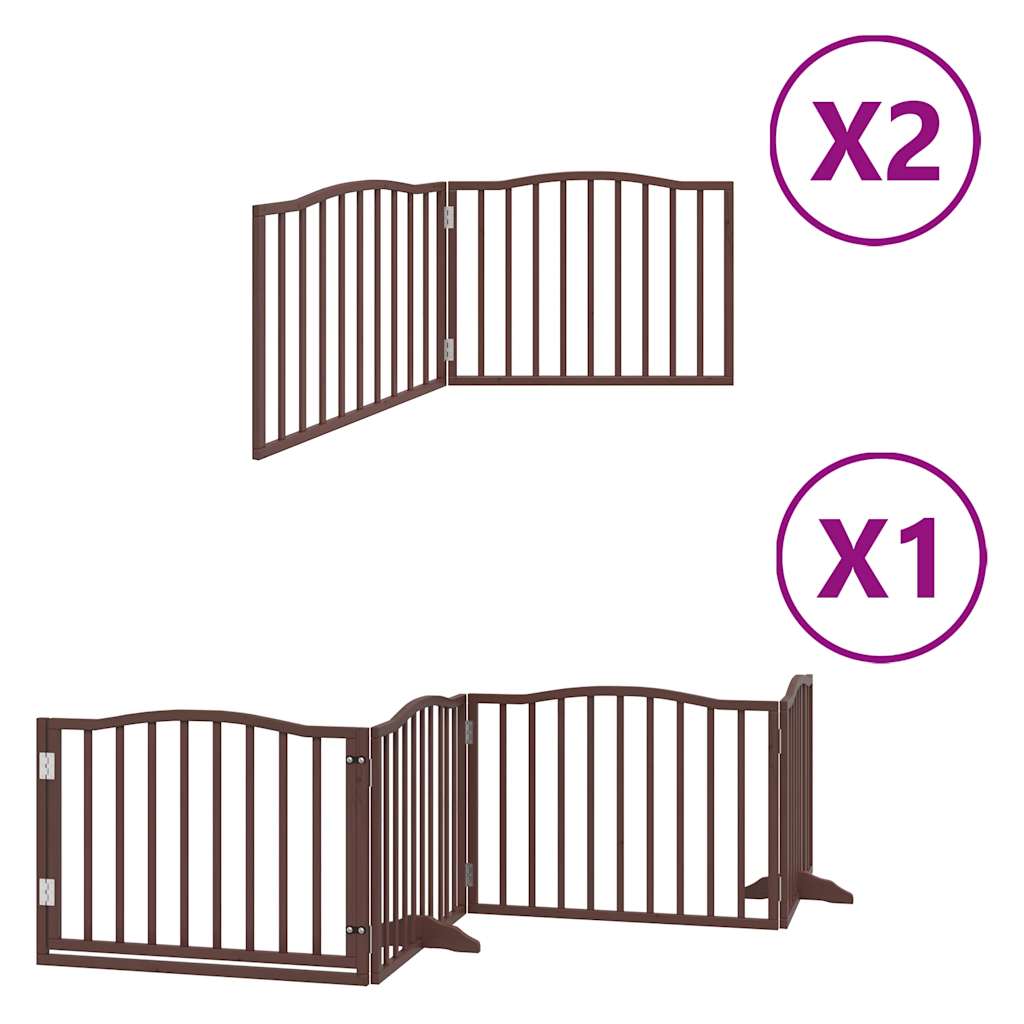 vidaXL Puerta de perros plegable 8 paneles madera álamo marrón 640 cm