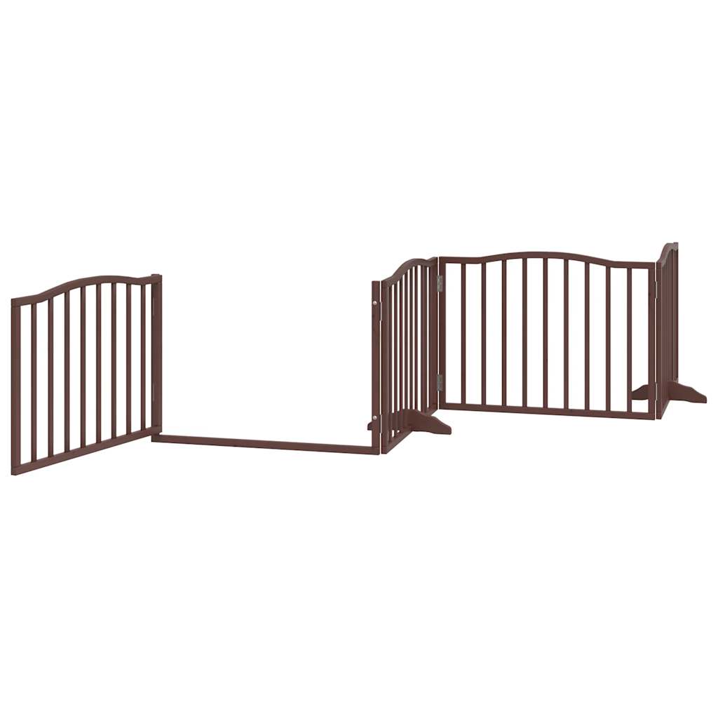 vidaXL Puerta de perros plegable 8 paneles madera álamo marrón 640 cm