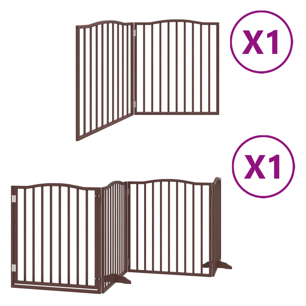 vidaXL Puerta de perros plegable 6 paneles madera álamo marrón 480 cm