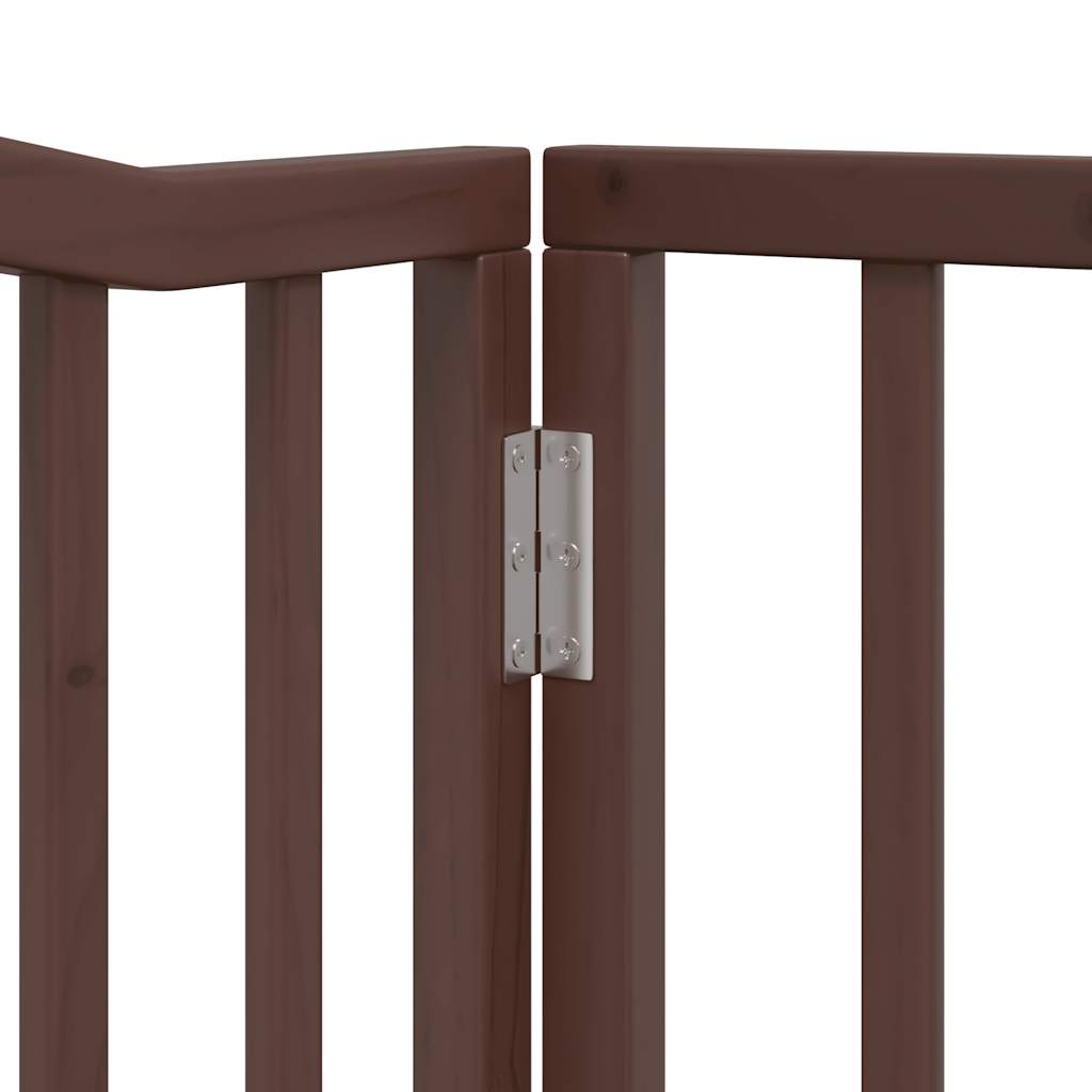 vidaXL Puerta de perros plegable 6 paneles madera álamo marrón 480 cm