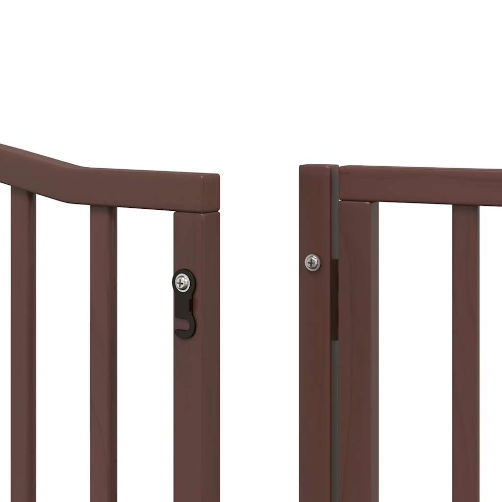 vidaXL Puerta de perros plegable 6 paneles madera álamo marrón 480 cm