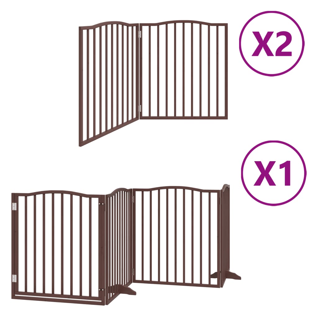 vidaXL Puerta de perros plegable 8 paneles madera álamo marrón 640 cm