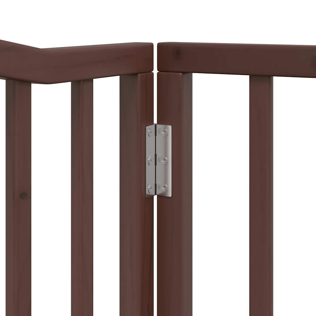 vidaXL Puerta de perros plegable 8 paneles madera álamo marrón 640 cm