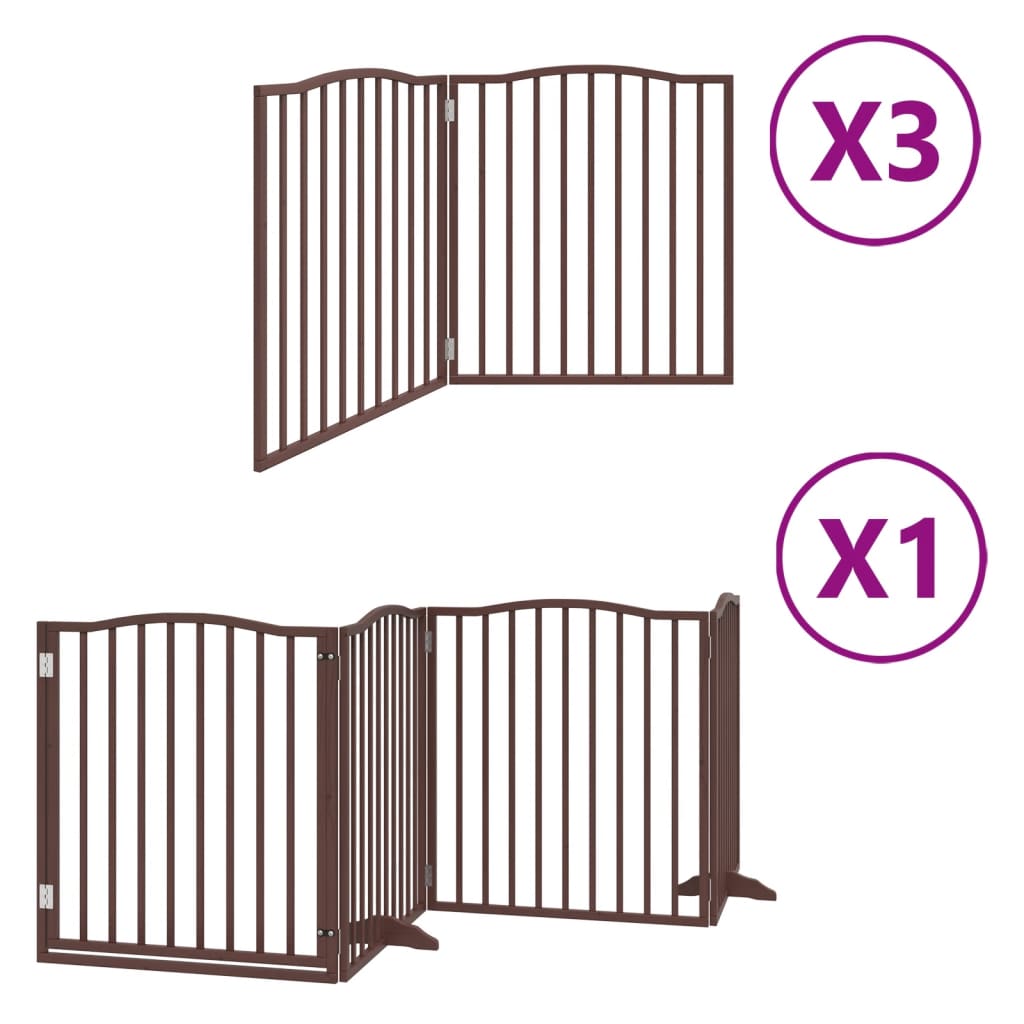 vidaXL Puerta de perros plegable 10 paneles madera álamo marrón 800 cm