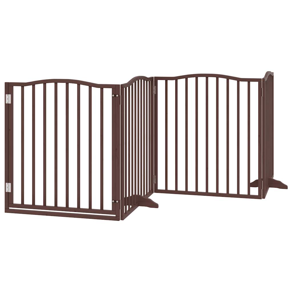 vidaXL Puerta de perros plegable 10 paneles madera álamo marrón 800 cm