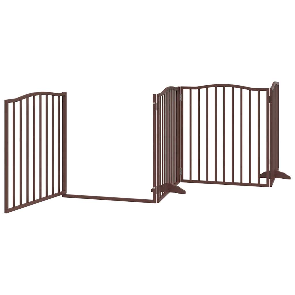 vidaXL Puerta de perros plegable 10 paneles madera álamo marrón 800 cm