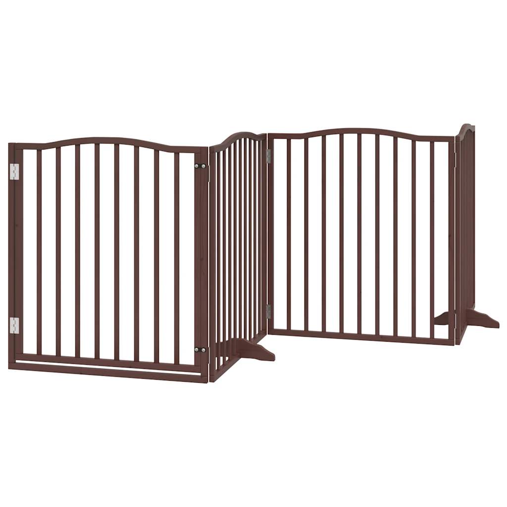 vidaXL Puerta de perros plegable 12 paneles madera álamo marrón 960 cm