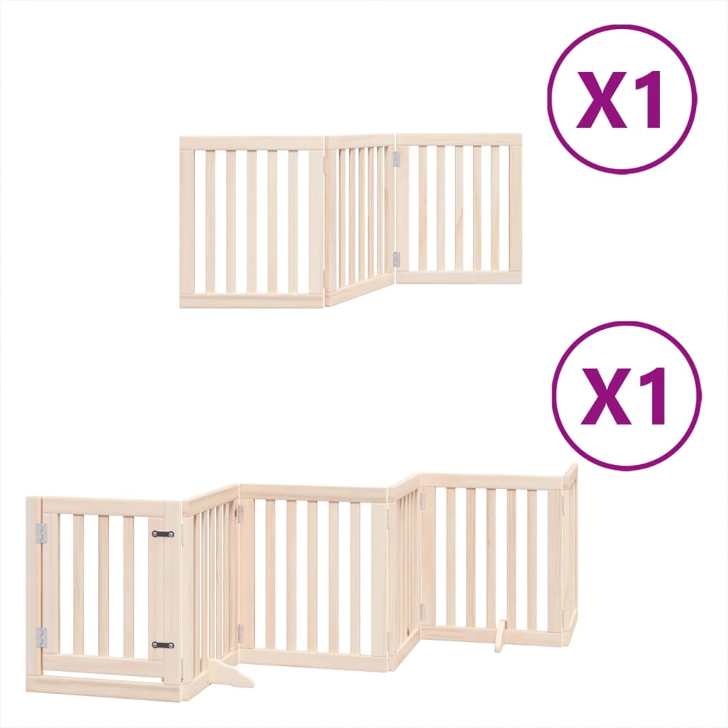 vidaXL Puerta para perros plegable 9 paneles madera de álamo 450 cm