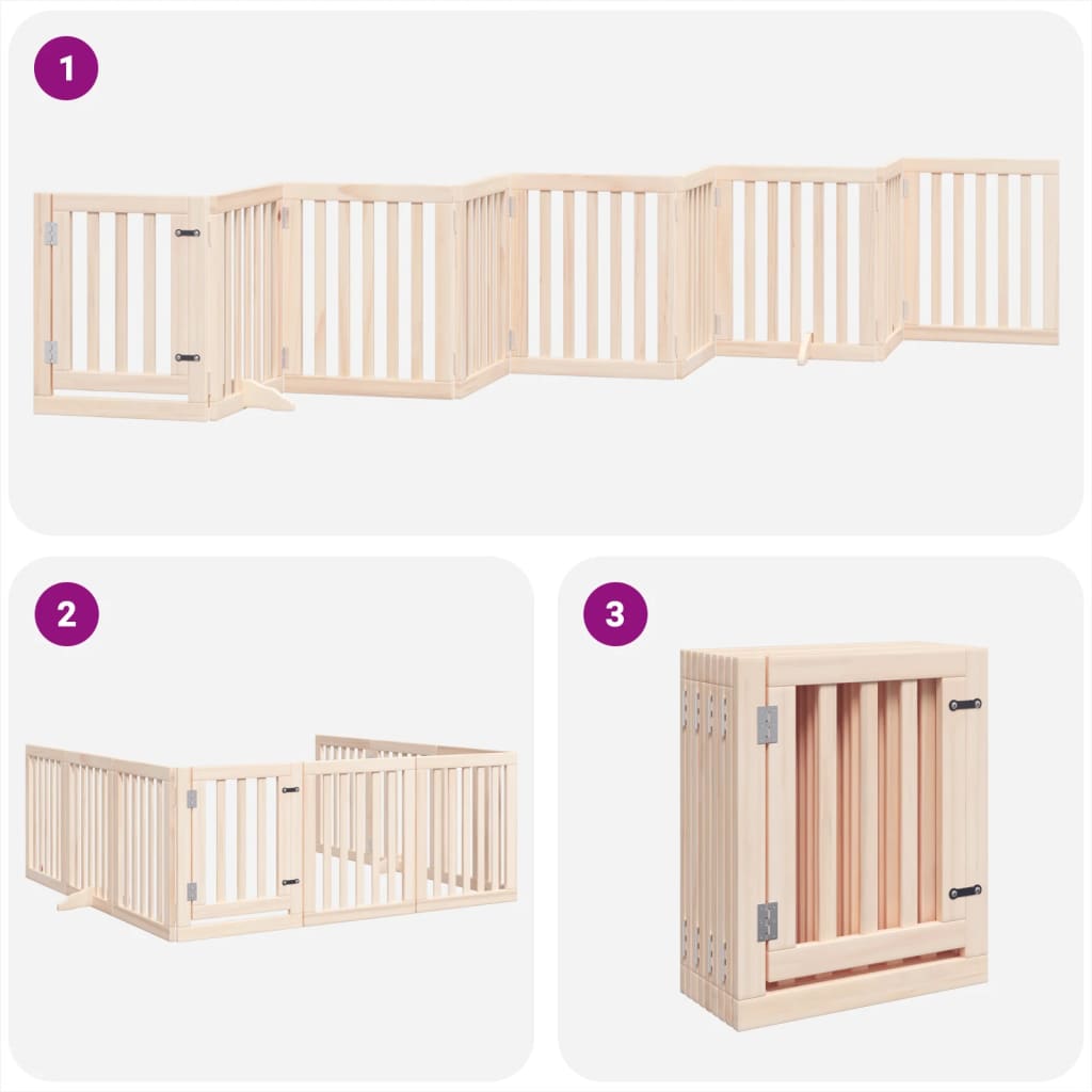 vidaXL Puerta para perros plegable 9 paneles madera de álamo 450 cm