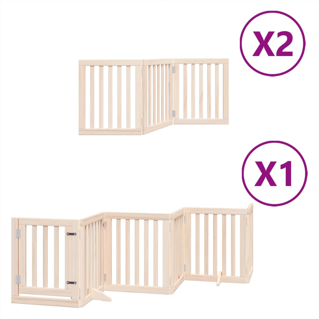 vidaXL Puerta para perros plegable 12 paneles madera de álamo 600 cm