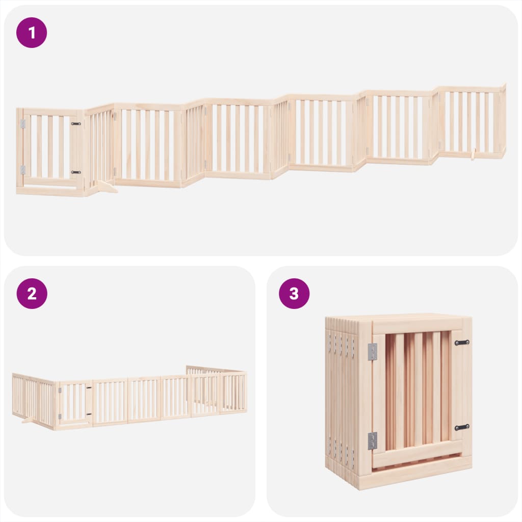 vidaXL Puerta para perros plegable 12 paneles madera de álamo 600 cm