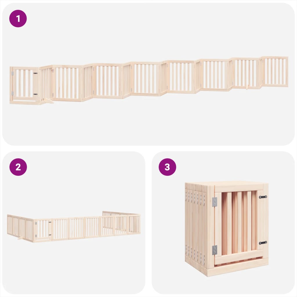 vidaXL Puerta para perros plegable 15 paneles madera de álamo 750 cm