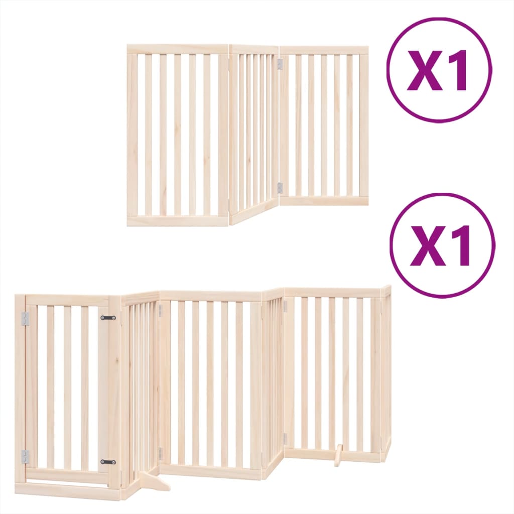 vidaXL Puerta para perros plegable 9 paneles madera de álamo 450 cm