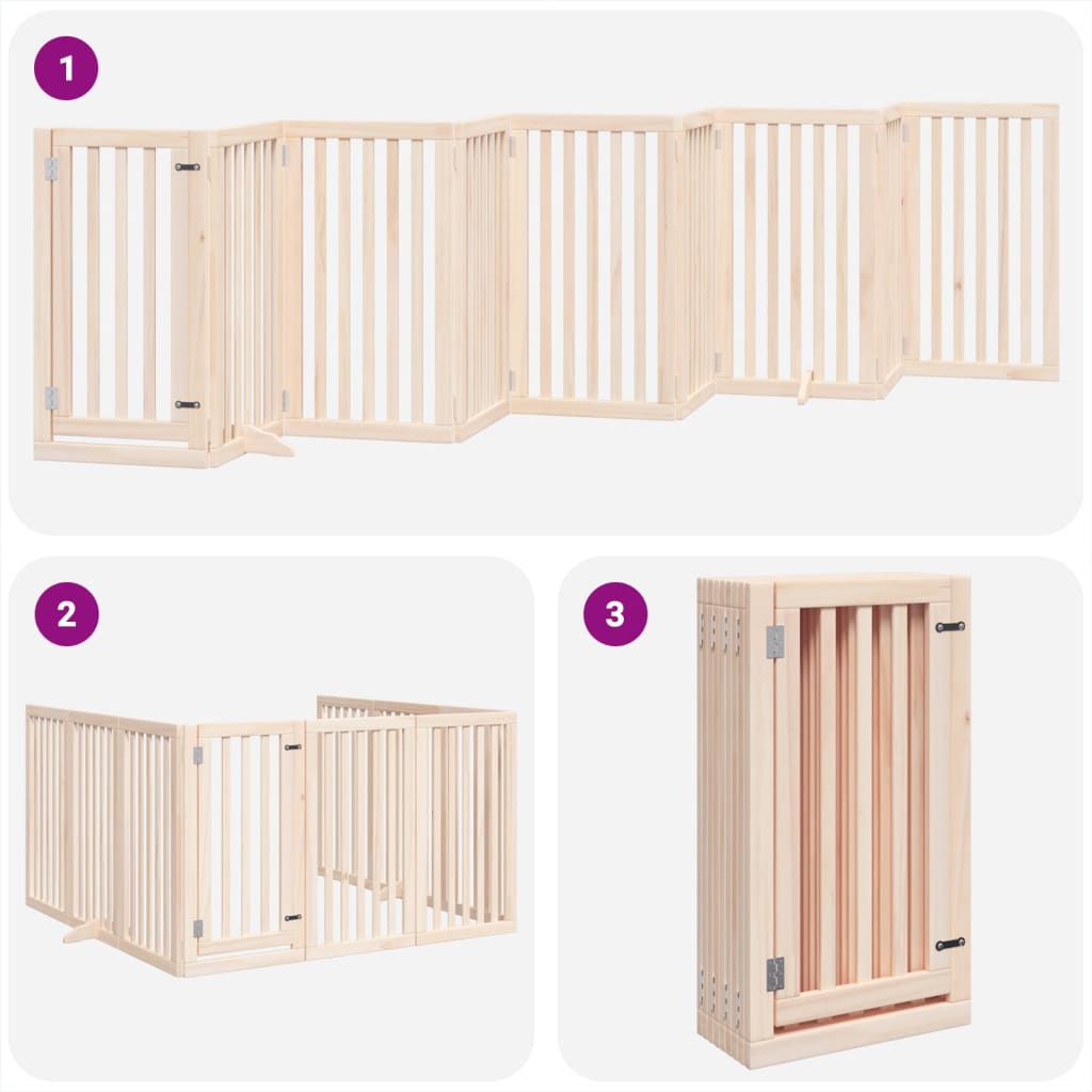 vidaXL Puerta para perros plegable 9 paneles madera de álamo 450 cm