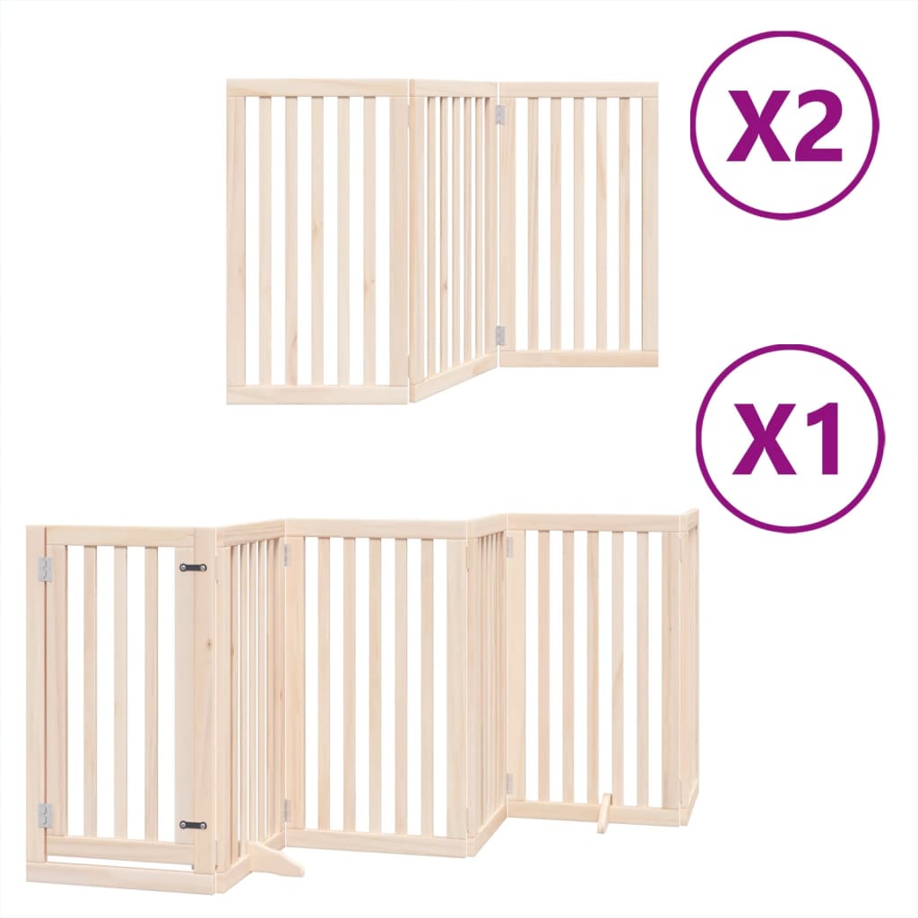 vidaXL Puerta para perros plegable 12 paneles madera de álamo 600 cm