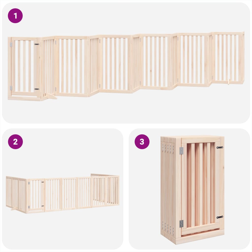 vidaXL Puerta para perros plegable 12 paneles madera de álamo 600 cm