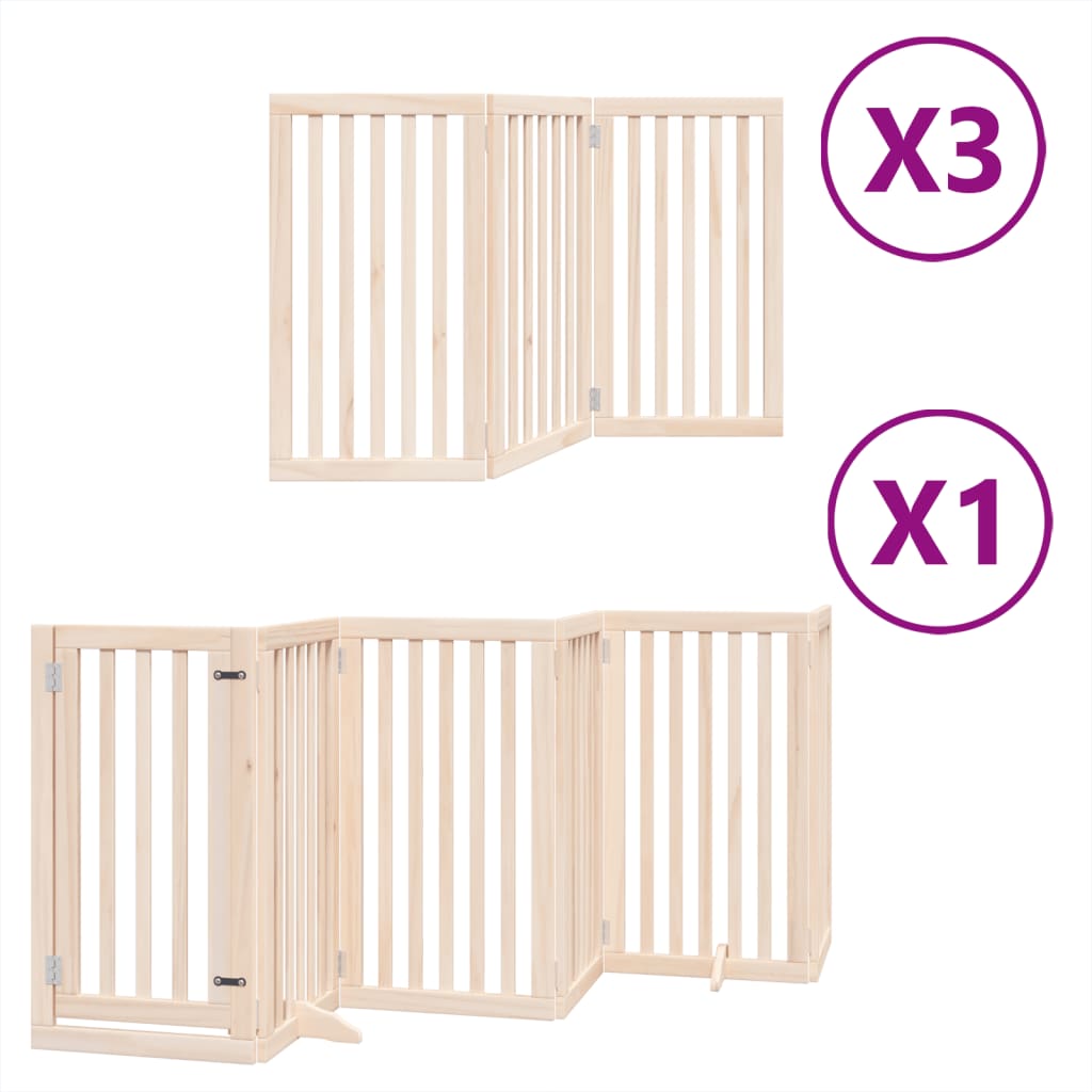 vidaXL Puerta para perros plegable 15 paneles madera de álamo 750 cm