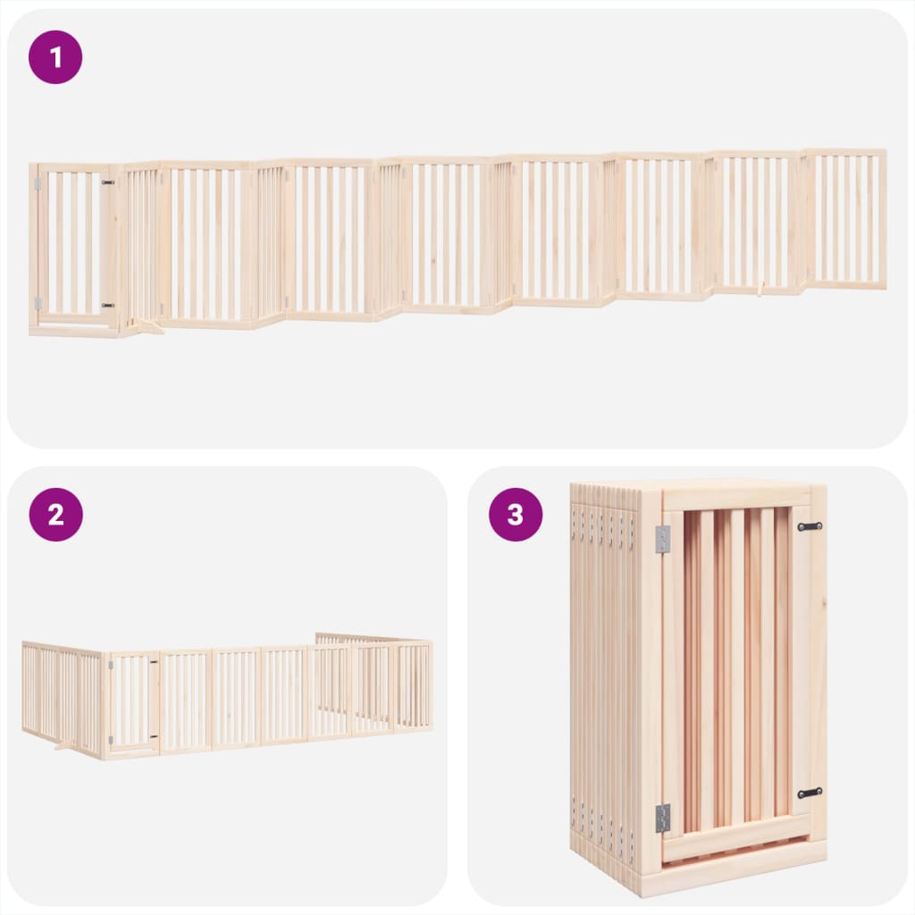 vidaXL Puerta para perros plegable 15 paneles madera de álamo 750 cm