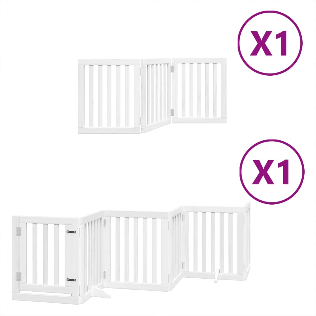 vidaXL Puerta para perros plegable 9 paneles madera álamo blanca 450cm