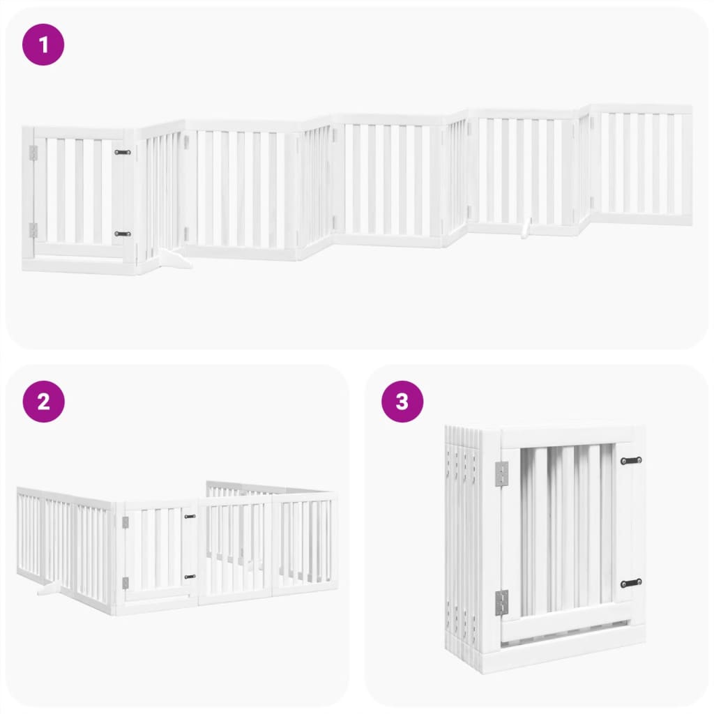 vidaXL Puerta para perros plegable 9 paneles madera álamo blanca 450cm