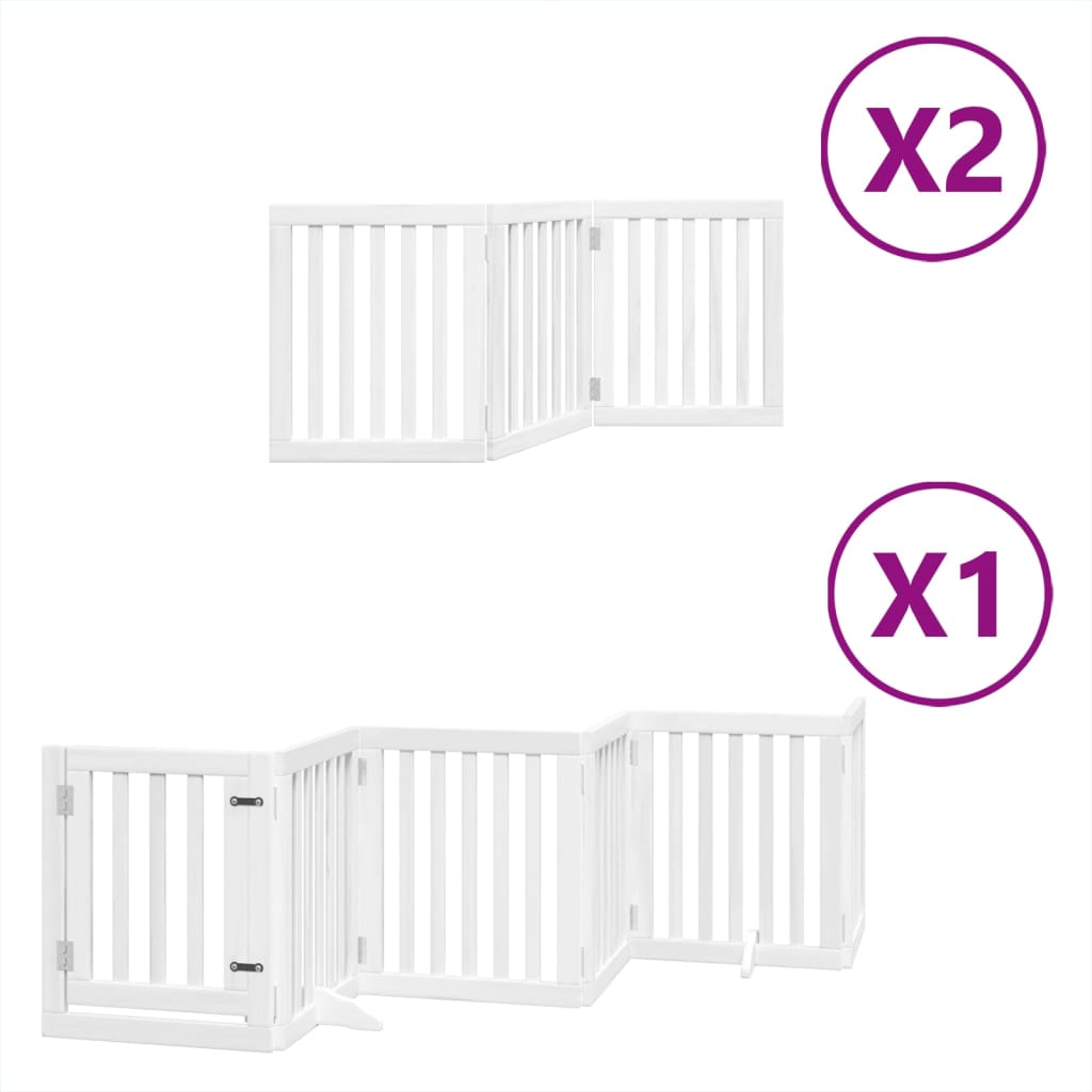 vidaXL Puerta de perros plegable 12 paneles madera álamo blanca 600 cm