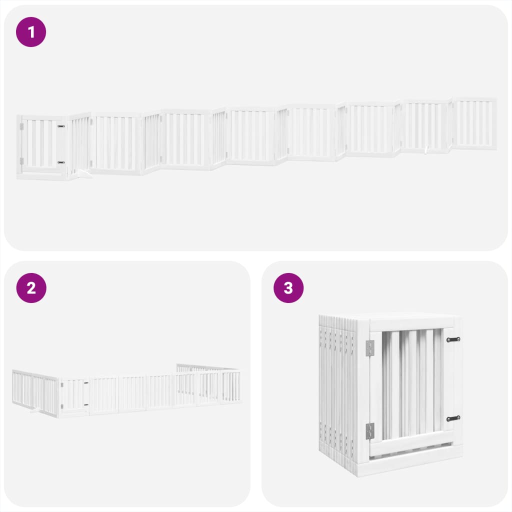 vidaXL Puerta de perros plegable 15 paneles madera álamo blanca 750 cm