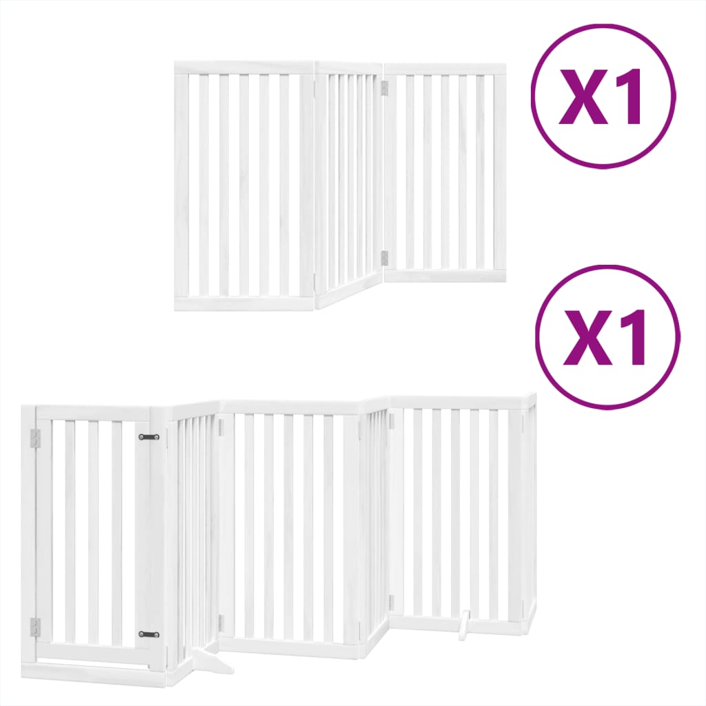 vidaXL Puerta para perros plegable 9 paneles madera álamo blanca 450cm