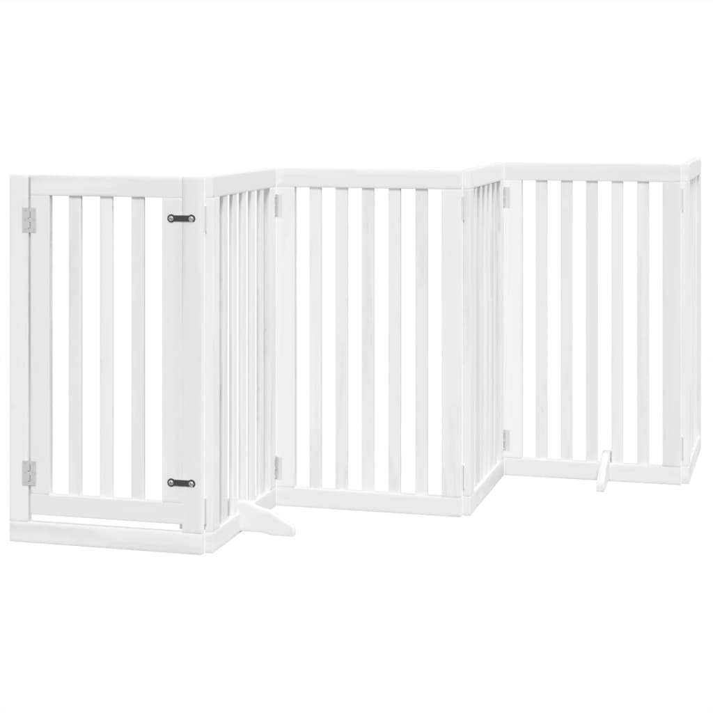 vidaXL Puerta para perros plegable 9 paneles madera álamo blanca 450cm