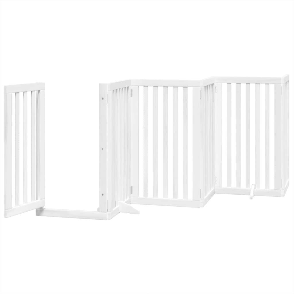 vidaXL Puerta para perros plegable 9 paneles madera álamo blanca 450cm