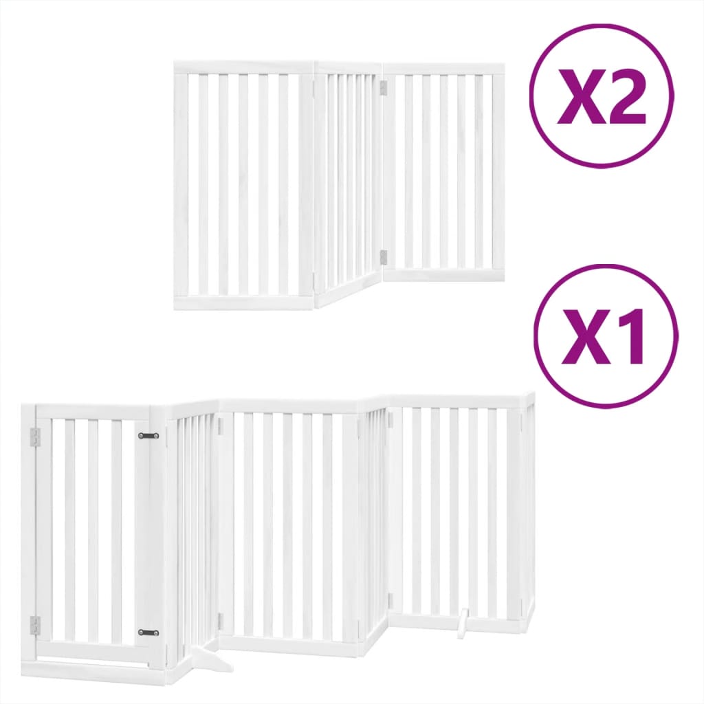 vidaXL Puerta de perros plegable 12 paneles madera álamo blanca 600 cm