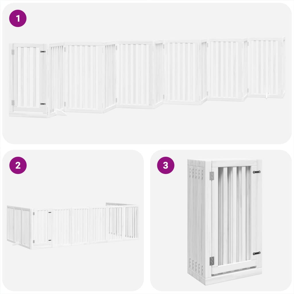 vidaXL Puerta de perros plegable 12 paneles madera álamo blanca 600 cm