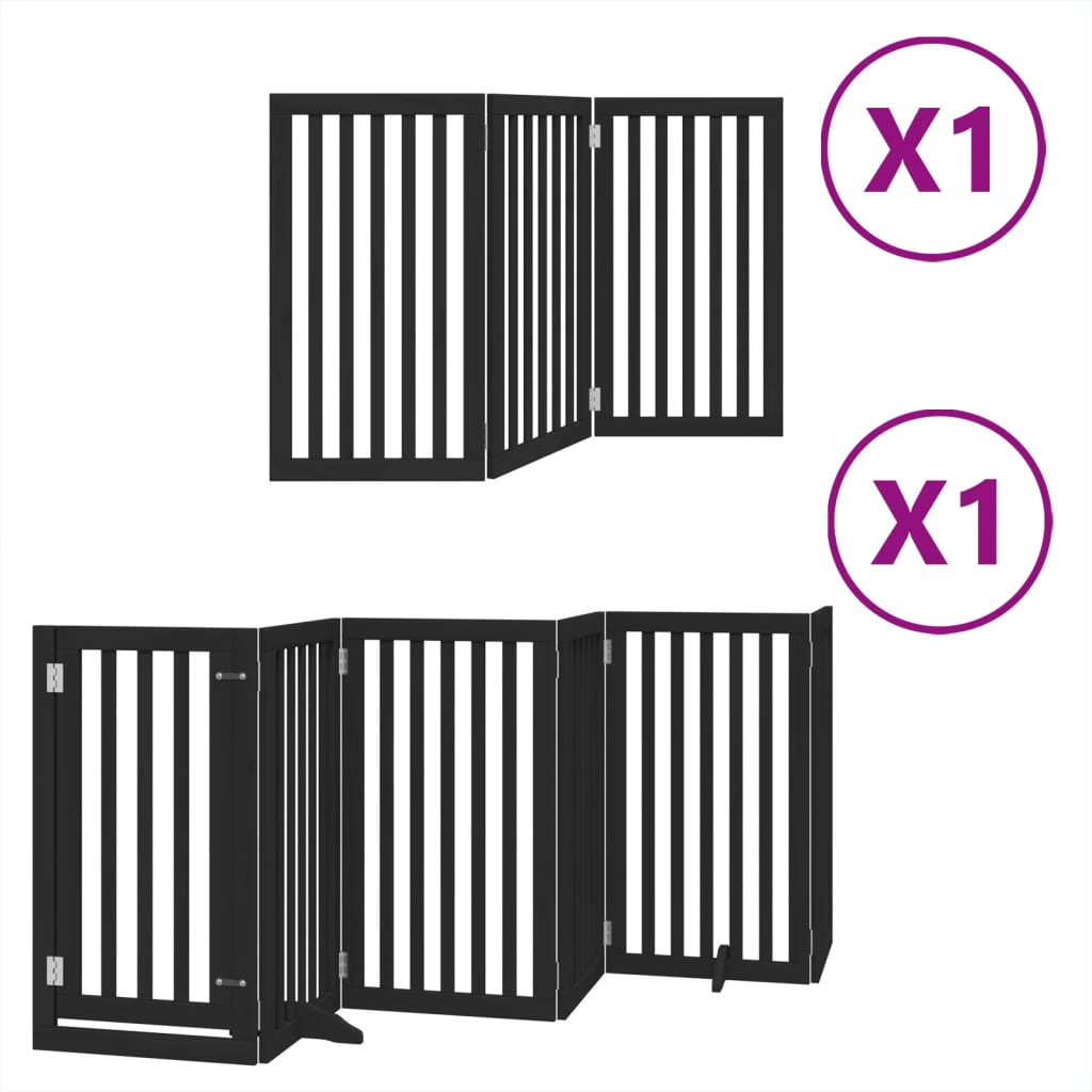 vidaXL Puerta para perros plegable 9 paneles madera álamo negra 450 cm