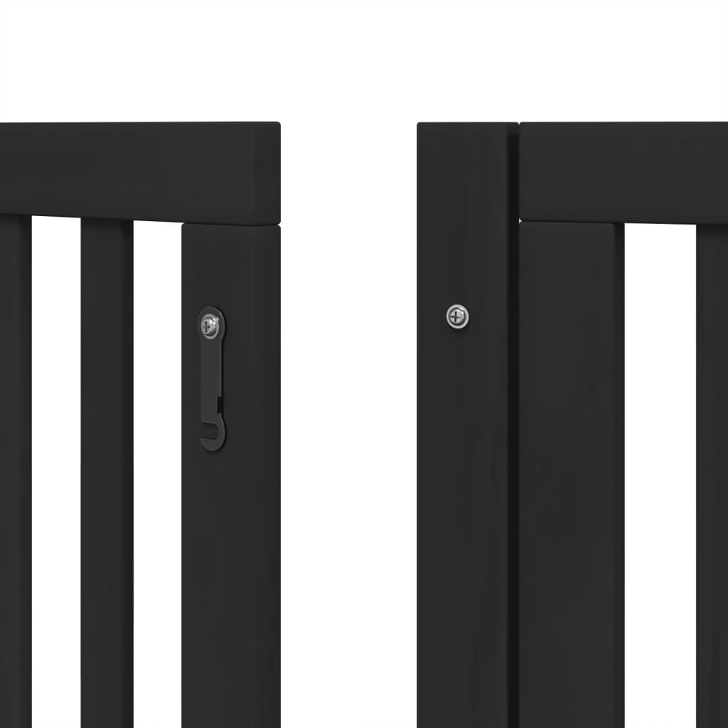 vidaXL Puerta para perros plegable 9 paneles madera álamo negra 450 cm