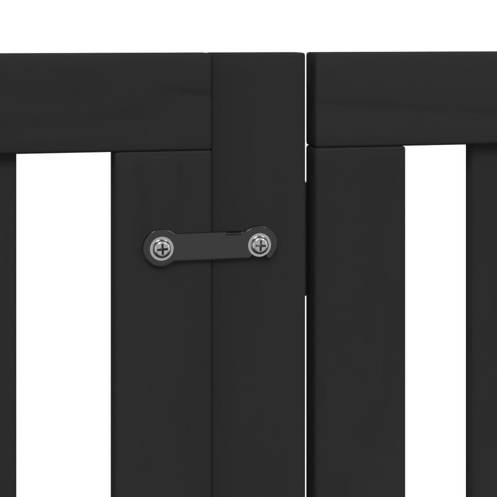 vidaXL Puerta de perros plegable 12 paneles madera álamo negra 600 cm