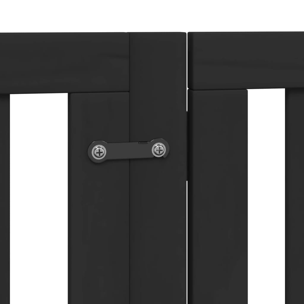 vidaXL Puerta de perros plegable 15 paneles madera álamo negra 750 cm