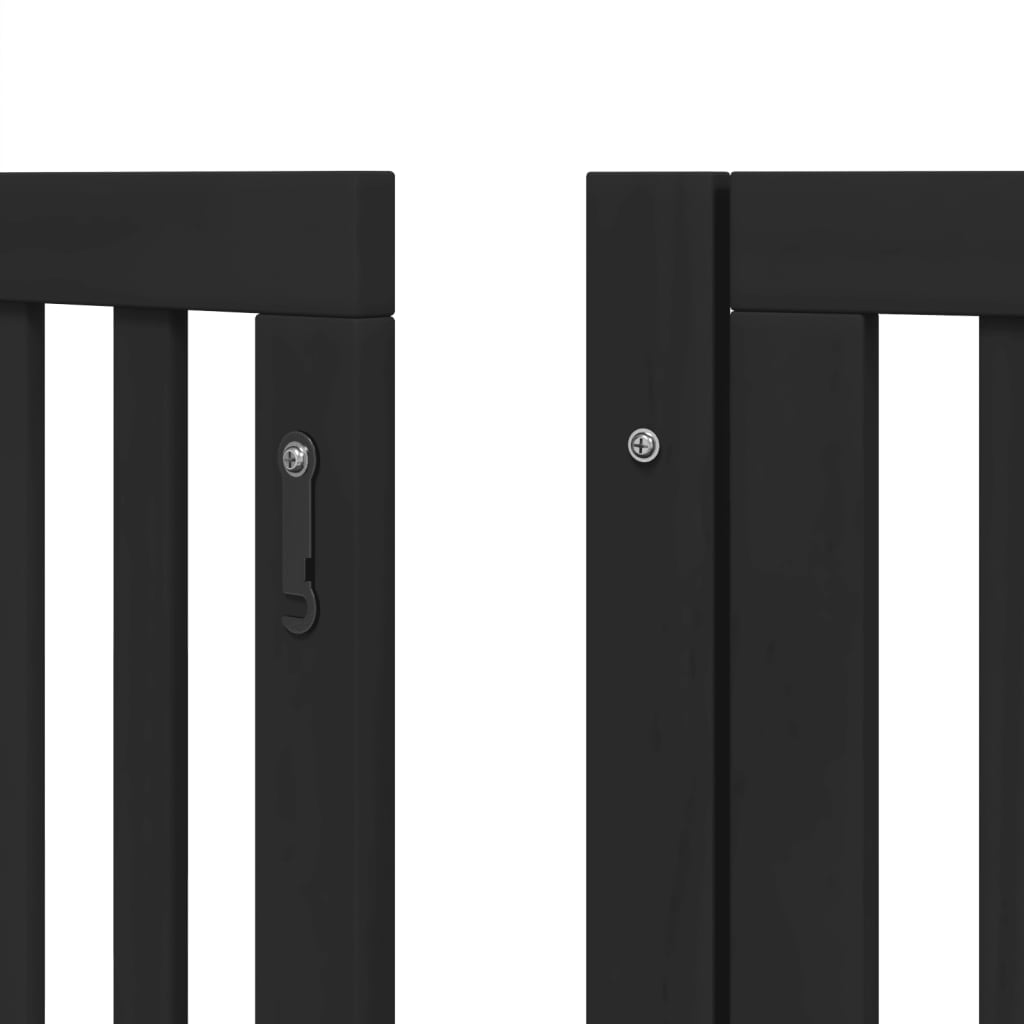 vidaXL Puerta de perros plegable 15 paneles madera álamo negra 750 cm