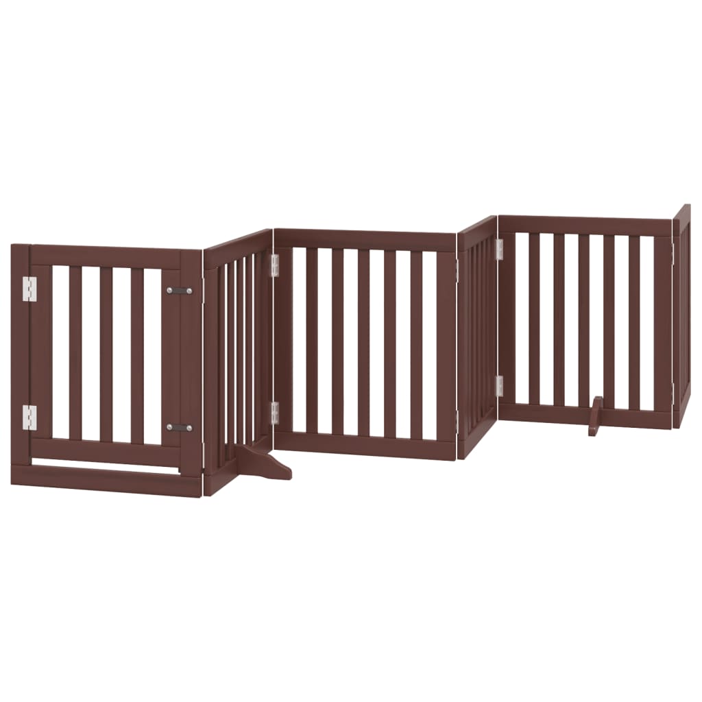 vidaXL Puerta de perros plegable 9 paneles madera álamo marrón 450 cm