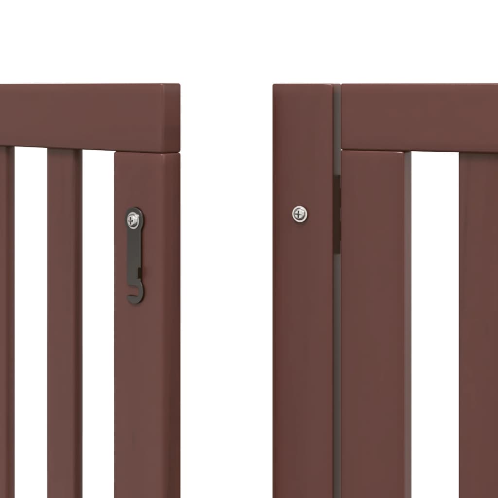 vidaXL Puerta de perros plegable 9 paneles madera álamo marrón 450 cm