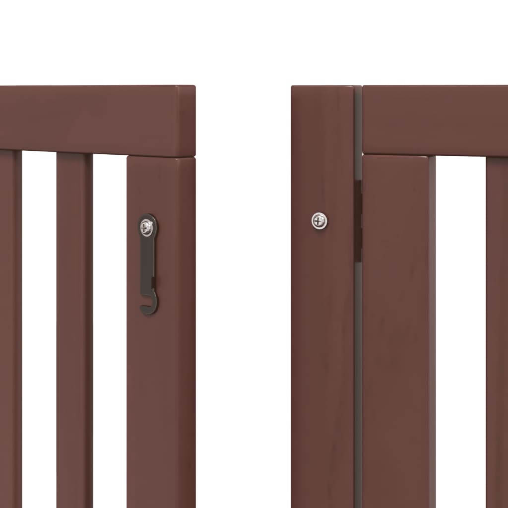 vidaXL Puerta de perros plegable 9 paneles madera álamo marrón 450 cm